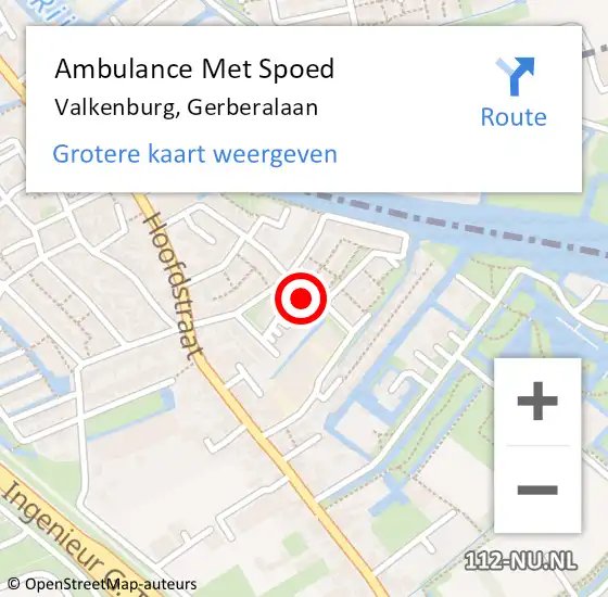 Locatie op kaart van de 112 melding: Ambulance Met Spoed Naar Valkenburg, Gerberalaan op 11 maart 2022 12:45