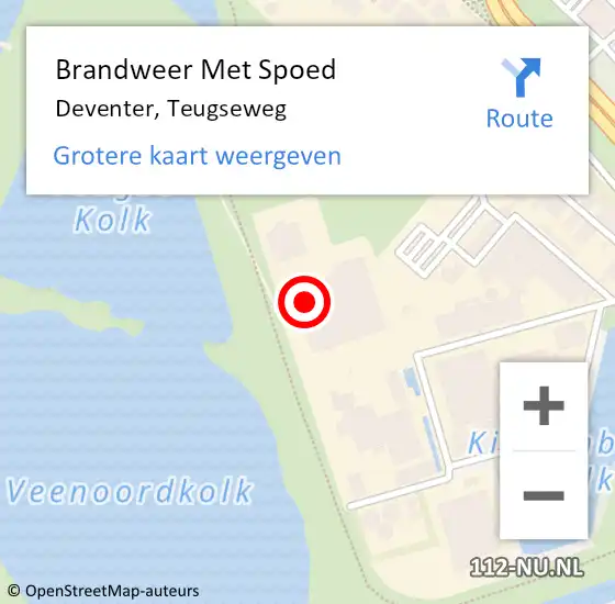 Locatie op kaart van de 112 melding: Brandweer Met Spoed Naar Deventer, Teugseweg op 11 maart 2022 12:45