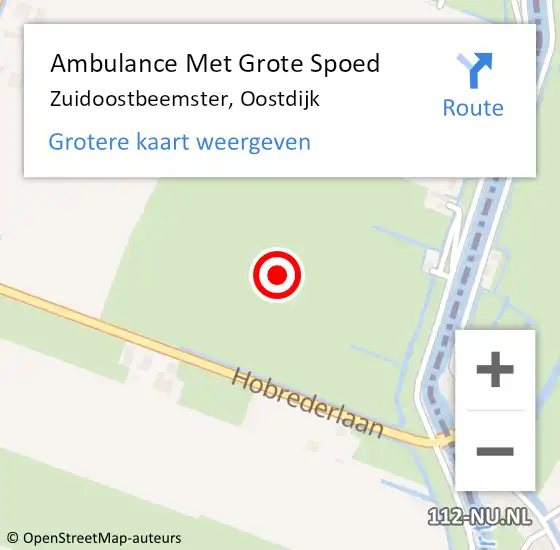 Locatie op kaart van de 112 melding: Ambulance Met Grote Spoed Naar Zuidoostbeemster, Oostdijk op 11 maart 2022 12:53