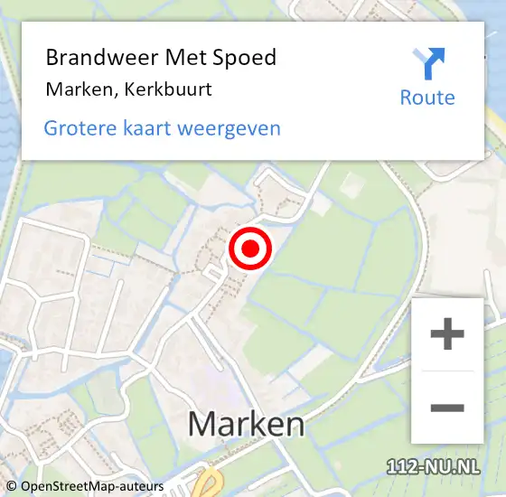 Locatie op kaart van de 112 melding: Brandweer Met Spoed Naar Marken, Kerkbuurt op 11 maart 2022 12:58