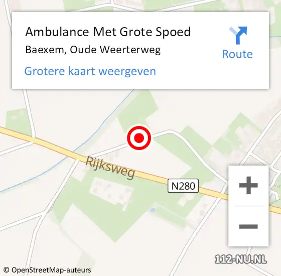 Locatie op kaart van de 112 melding: Ambulance Met Grote Spoed Naar Baexem, Oude Weerterweg op 10 juli 2014 18:44