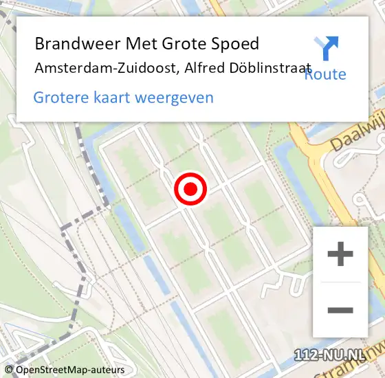 Locatie op kaart van de 112 melding: Brandweer Met Grote Spoed Naar Amsterdam-Zuidoost, Alfred Döblinstraat op 11 maart 2022 13:05