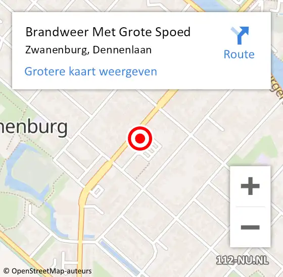 Locatie op kaart van de 112 melding: Brandweer Met Grote Spoed Naar Zwanenburg, Dennenlaan op 11 maart 2022 13:10