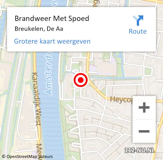 Locatie op kaart van de 112 melding: Brandweer Met Spoed Naar Breukelen, De Aa op 11 maart 2022 13:21
