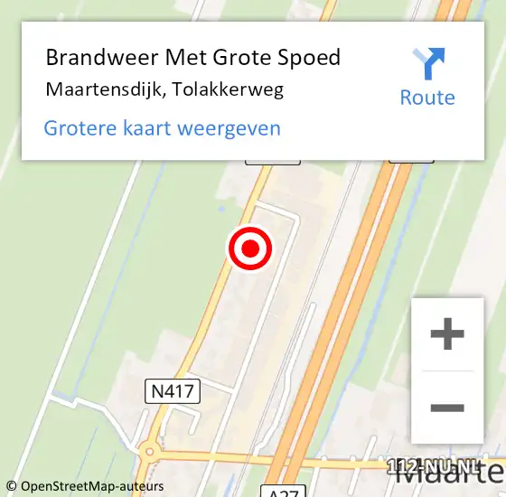 Locatie op kaart van de 112 melding: Brandweer Met Grote Spoed Naar Maartensdijk, Tolakkerweg op 11 maart 2022 13:21