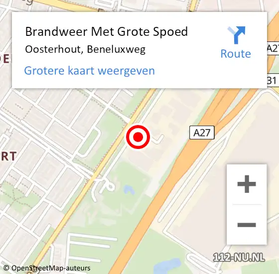 Locatie op kaart van de 112 melding: Brandweer Met Grote Spoed Naar Oosterhout, Beneluxweg op 11 maart 2022 13:31