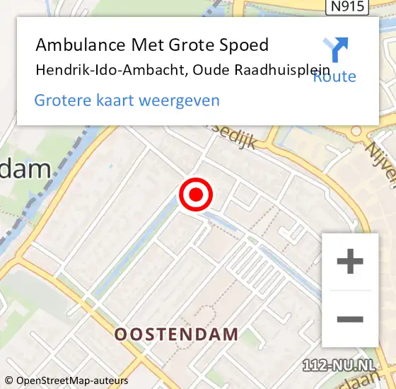 Locatie op kaart van de 112 melding: Ambulance Met Grote Spoed Naar Hendrik-Ido-Ambacht, Oude Raadhuisplein op 11 maart 2022 13:33