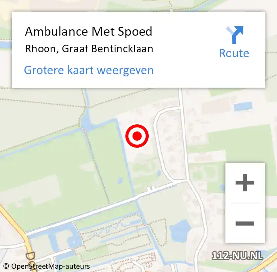 Locatie op kaart van de 112 melding: Ambulance Met Spoed Naar Rhoon, Graaf Bentincklaan op 11 maart 2022 13:46