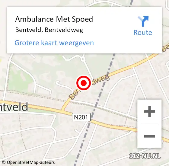 Locatie op kaart van de 112 melding: Ambulance Met Spoed Naar Bentveld, Bentveldweg op 11 maart 2022 14:00