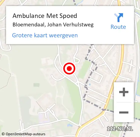 Locatie op kaart van de 112 melding: Ambulance Met Spoed Naar Bloemendaal, Johan Verhulstweg op 11 maart 2022 14:17