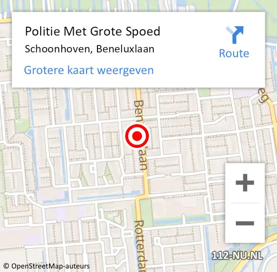 Locatie op kaart van de 112 melding: Politie Met Grote Spoed Naar Schoonhoven, Beneluxlaan op 11 maart 2022 14:19