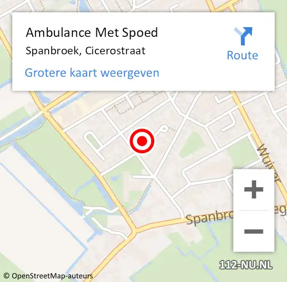 Locatie op kaart van de 112 melding: Ambulance Met Spoed Naar Spanbroek, Cicerostraat op 11 maart 2022 14:36