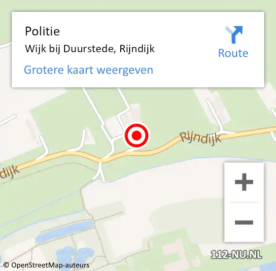 Locatie op kaart van de 112 melding: Politie Wijk bij Duurstede, Rijndijk op 11 maart 2022 14:40