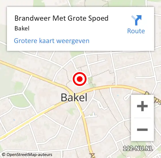 Locatie op kaart van de 112 melding: Brandweer Met Grote Spoed Naar Bakel op 10 juli 2014 18:56