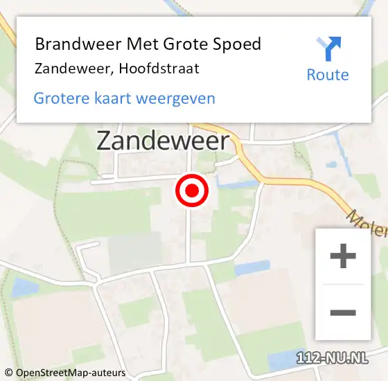 Locatie op kaart van de 112 melding: Brandweer Met Grote Spoed Naar Zandeweer, Hoofdstraat op 11 maart 2022 15:00