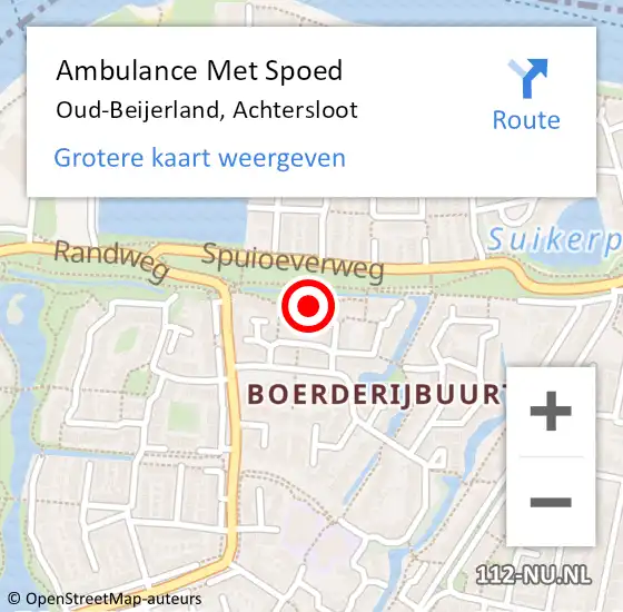 Locatie op kaart van de 112 melding: Ambulance Met Spoed Naar Oud-Beijerland, Achtersloot op 11 maart 2022 15:14