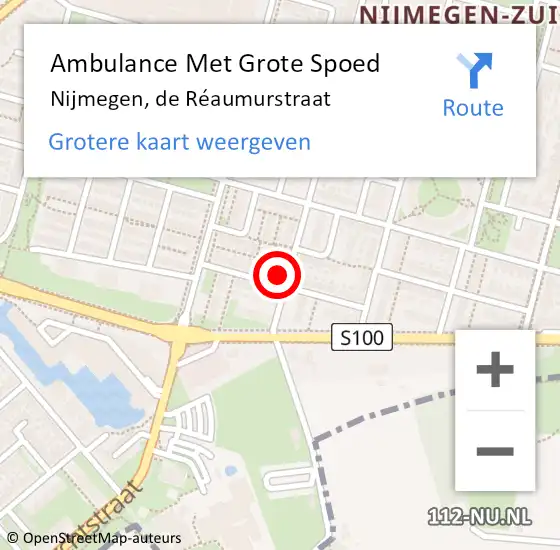 Locatie op kaart van de 112 melding: Ambulance Met Grote Spoed Naar Nijmegen, de Réaumurstraat op 11 maart 2022 15:36