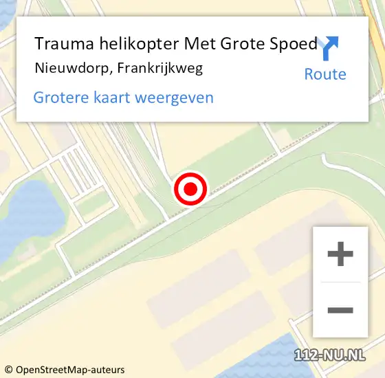 Locatie op kaart van de 112 melding: Trauma helikopter Met Grote Spoed Naar Nieuwdorp, Frankrijkweg op 11 maart 2022 16:00