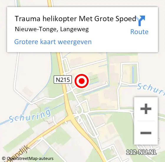 Locatie op kaart van de 112 melding: Trauma helikopter Met Grote Spoed Naar Nieuwe-Tonge, Langeweg op 11 maart 2022 16:07