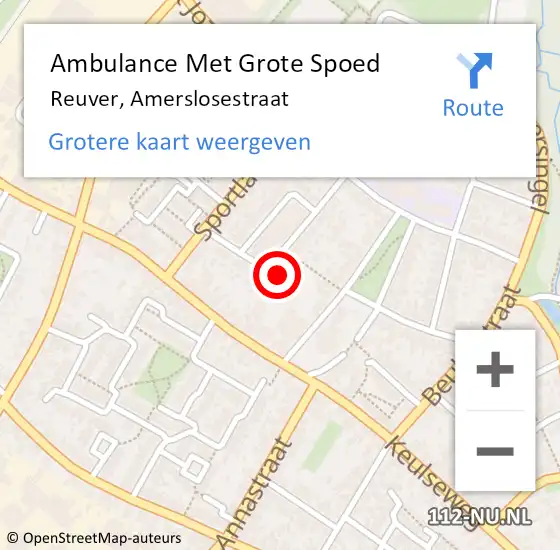 Locatie op kaart van de 112 melding: Ambulance Met Grote Spoed Naar Reuver, Amerslosestraat op 11 maart 2022 16:20