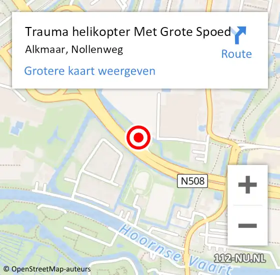 Locatie op kaart van de 112 melding: Trauma helikopter Met Grote Spoed Naar Alkmaar, Nollenweg op 11 maart 2022 16:25