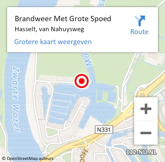 Locatie op kaart van de 112 melding: Brandweer Met Grote Spoed Naar Hasselt, van Nahuysweg op 11 maart 2022 16:26