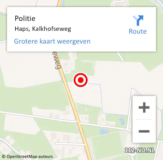 Locatie op kaart van de 112 melding: Politie Haps, Kalkhofseweg op 11 maart 2022 16:38