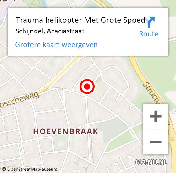Locatie op kaart van de 112 melding: Trauma helikopter Met Grote Spoed Naar Schijndel, Acaciastraat op 11 maart 2022 16:44
