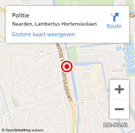 Locatie op kaart van de 112 melding: Politie Naarden, Lambertus Hortensiuslaan op 11 maart 2022 16:45