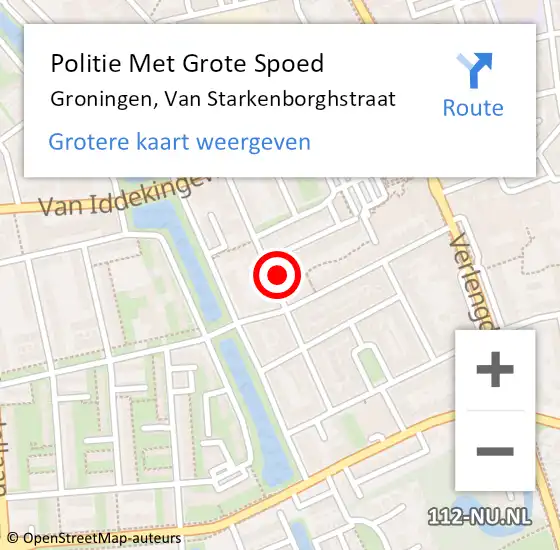 Locatie op kaart van de 112 melding: Politie Met Grote Spoed Naar Groningen, Van Starkenborghstraat op 11 maart 2022 16:45