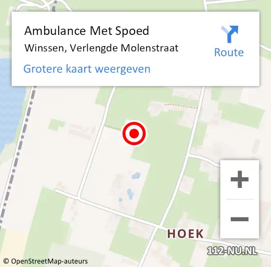 Locatie op kaart van de 112 melding: Ambulance Met Spoed Naar Winssen, Verlengde Molenstraat op 11 maart 2022 16:45