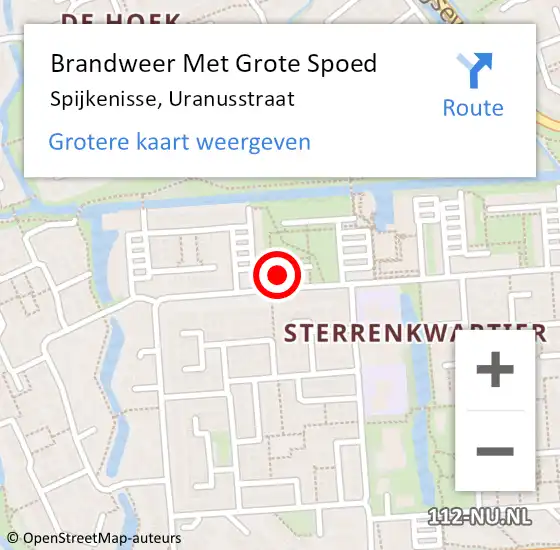 Locatie op kaart van de 112 melding: Brandweer Met Grote Spoed Naar Spijkenisse, Uranusstraat op 11 maart 2022 16:47