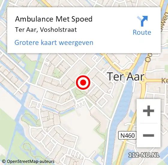 Locatie op kaart van de 112 melding: Ambulance Met Spoed Naar Ter Aar, Vosholstraat op 11 maart 2022 16:49