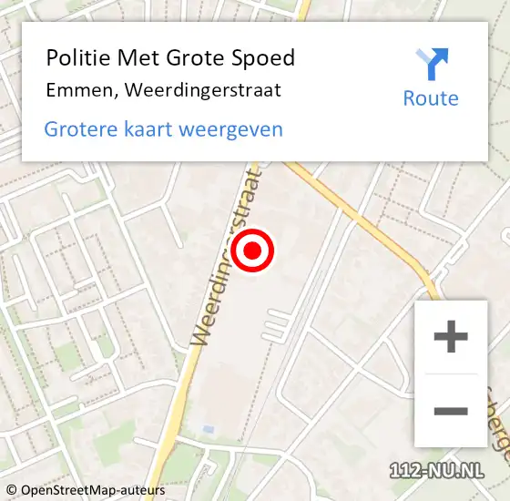 Locatie op kaart van de 112 melding: Politie Met Grote Spoed Naar Emmen, Weerdingerstraat op 11 maart 2022 16:54