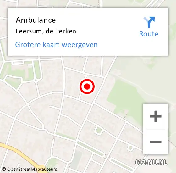 Locatie op kaart van de 112 melding: Ambulance Leersum, de Perken op 10 juli 2014 19:14