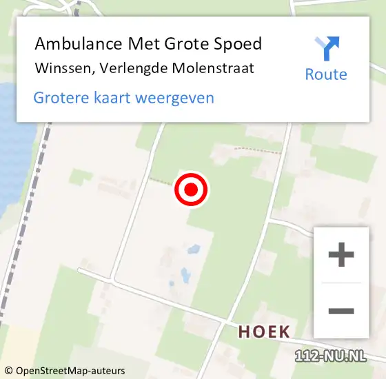 Locatie op kaart van de 112 melding: Ambulance Met Grote Spoed Naar Winssen, Verlengde Molenstraat op 11 maart 2022 16:55