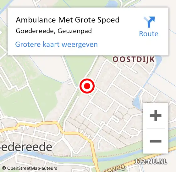 Locatie op kaart van de 112 melding: Ambulance Met Grote Spoed Naar Goedereede, Geuzenpad op 11 maart 2022 17:05