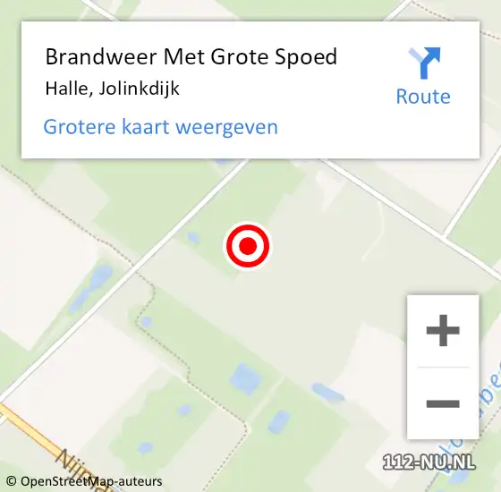 Locatie op kaart van de 112 melding: Brandweer Met Grote Spoed Naar Halle, Jolinkdijk op 11 maart 2022 17:29