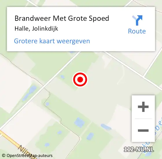 Locatie op kaart van de 112 melding: Brandweer Met Grote Spoed Naar Halle, Jolinkdijk op 11 maart 2022 17:35