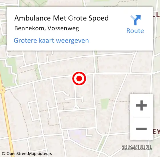 Locatie op kaart van de 112 melding: Ambulance Met Grote Spoed Naar Bennekom, Vossenweg op 11 maart 2022 17:44