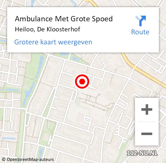 Locatie op kaart van de 112 melding: Ambulance Met Grote Spoed Naar Heiloo, De Kloosterhof op 11 maart 2022 17:46