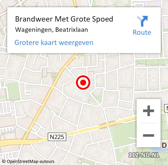 Locatie op kaart van de 112 melding: Brandweer Met Grote Spoed Naar Wageningen, Beatrixlaan op 11 maart 2022 17:51