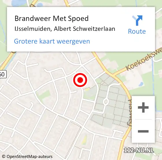 Locatie op kaart van de 112 melding: Brandweer Met Spoed Naar IJsselmuiden, Albert Schweitzerlaan op 11 maart 2022 17:55