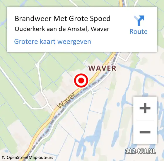 Locatie op kaart van de 112 melding: Brandweer Met Grote Spoed Naar Ouderkerk aan de Amstel, Waver op 11 maart 2022 18:15