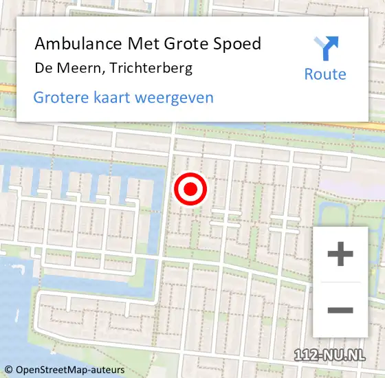 Locatie op kaart van de 112 melding: Ambulance Met Grote Spoed Naar De Meern, Trichterberg op 10 juli 2014 19:21