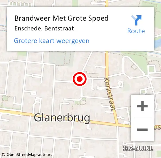 Locatie op kaart van de 112 melding: Brandweer Met Grote Spoed Naar Enschede, Bentstraat op 11 maart 2022 18:20