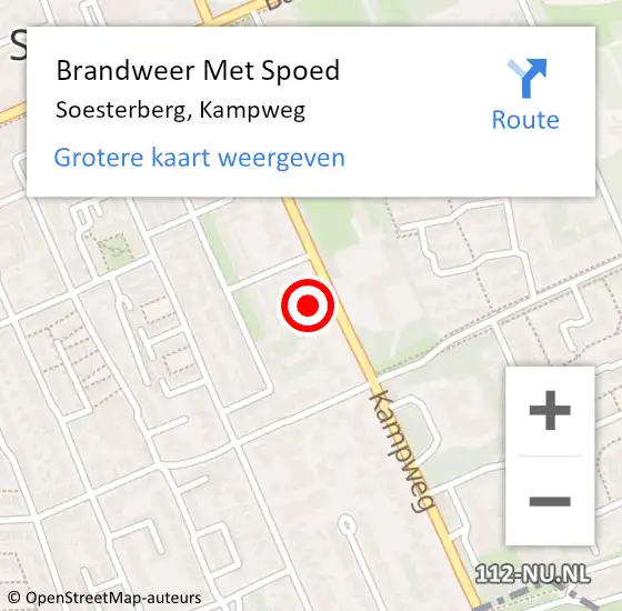 Locatie op kaart van de 112 melding: Brandweer Met Spoed Naar Soesterberg, Kampweg op 11 maart 2022 18:35