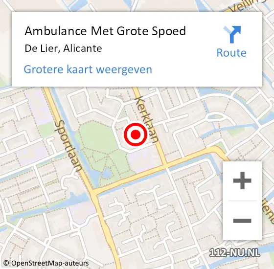 Locatie op kaart van de 112 melding: Ambulance Met Grote Spoed Naar De Lier, Alicante op 11 maart 2022 18:42