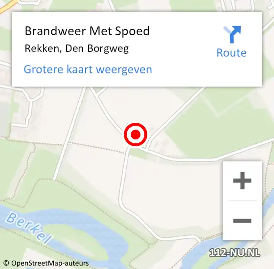 Locatie op kaart van de 112 melding: Brandweer Met Spoed Naar Rekken, Den Borgweg op 11 maart 2022 18:44