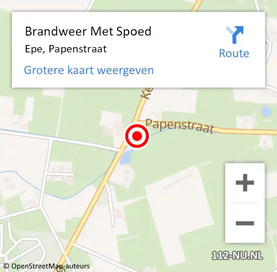 Locatie op kaart van de 112 melding: Brandweer Met Spoed Naar Epe, Papenstraat op 10 juli 2014 19:24